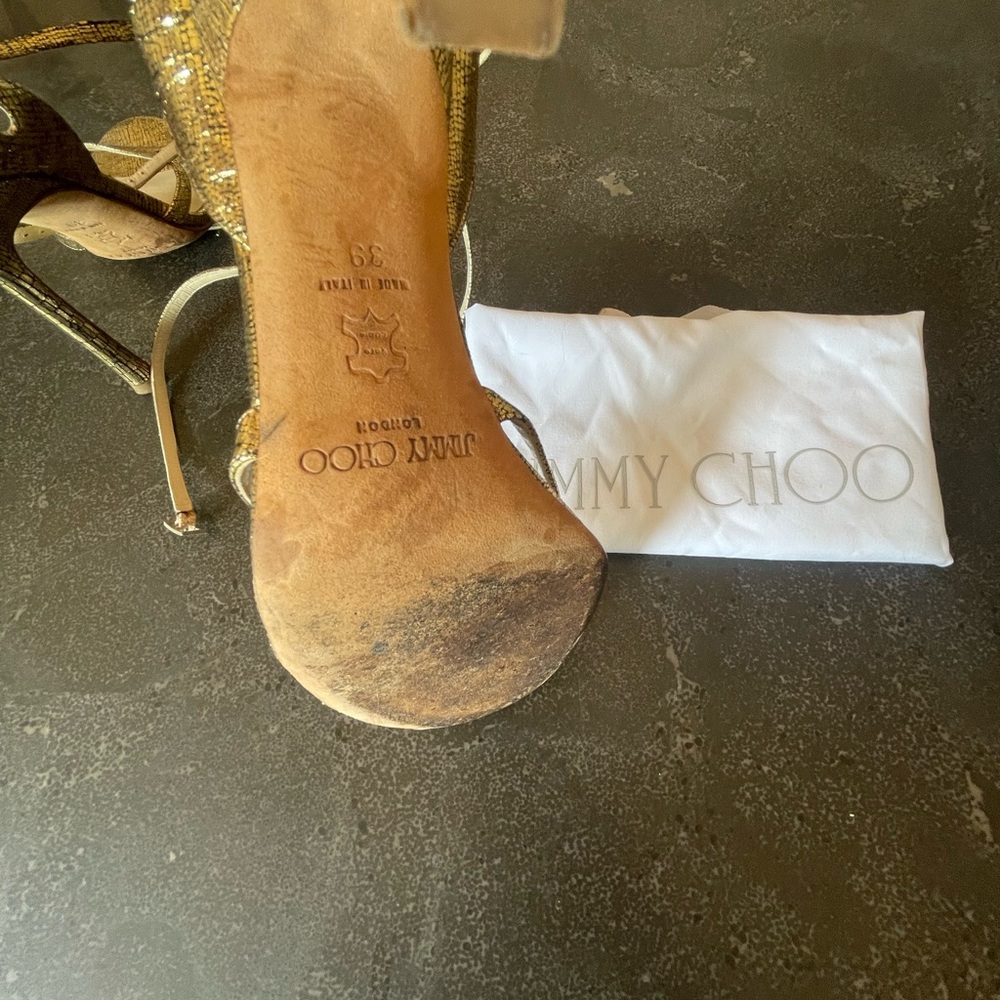 Stunning Jimmy Choo stilettos - gold & black, size 39 - Picture 5 of 7